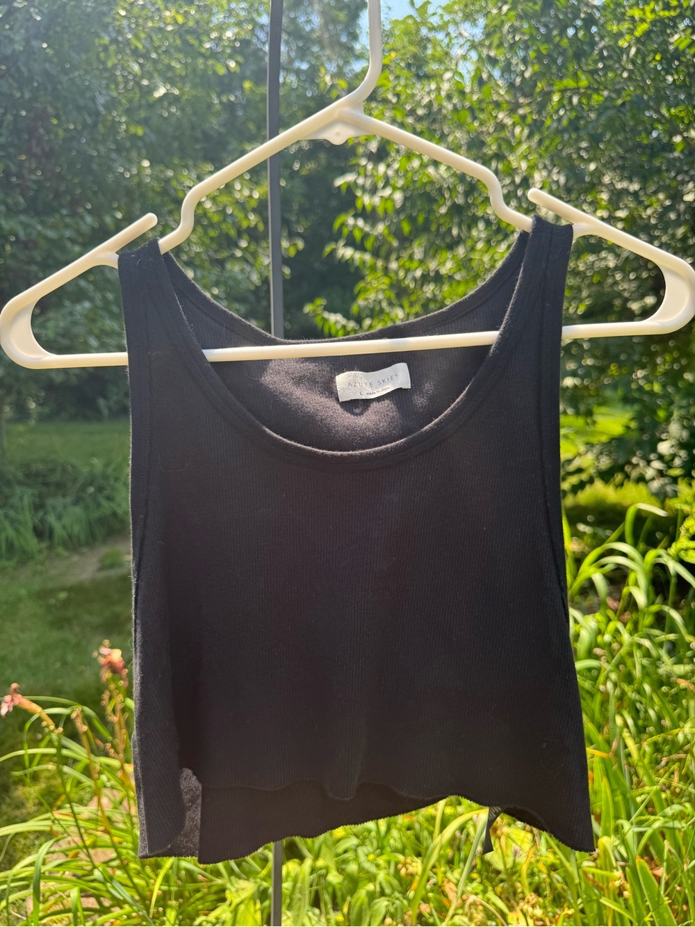 Black Ribbed VERY Cropped Tank Top - Women